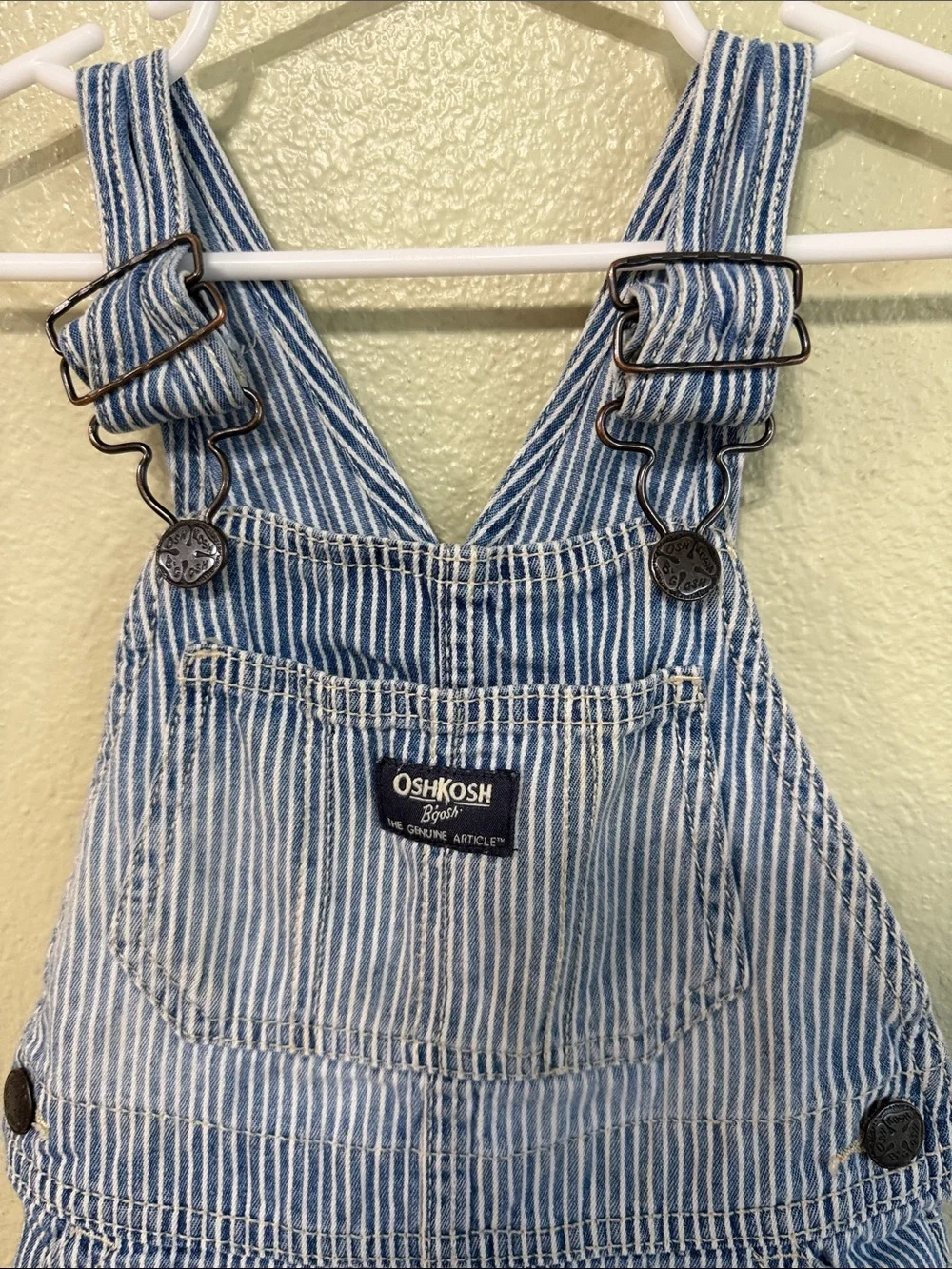 OshKosh B'gosh Navy and White Pinstripe Short Overalls